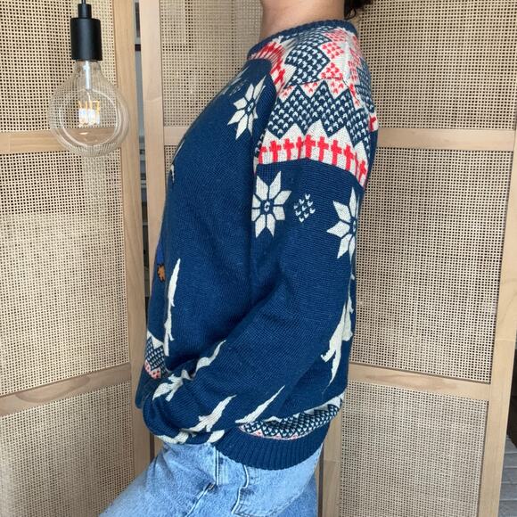 Toddland blue christmas sweater wool Gnome pullover ski kitschy cabin - Picture 2 of 5